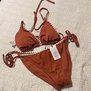 Shade and Shore Rust Bikini Set with Triangle Trim